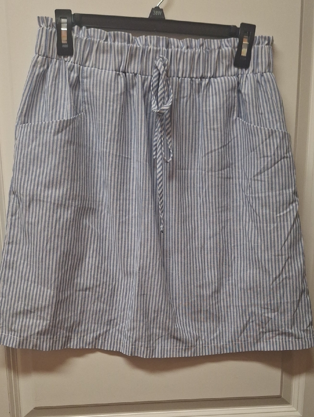 Emery Rose Blue and White Stripe Drawstring Skirt Size L